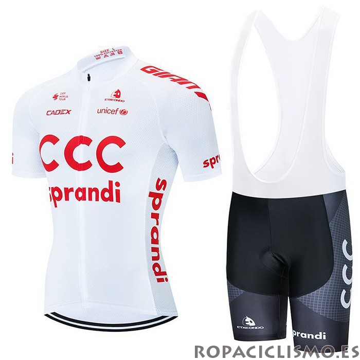 2021 Maillot CCC Team Tirantes Mangas Cortas Blanco